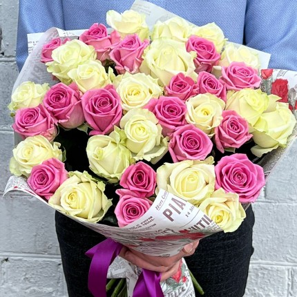 Букет "Розалита" из белых и розовых роз - заказать с доставкой в по Лобне