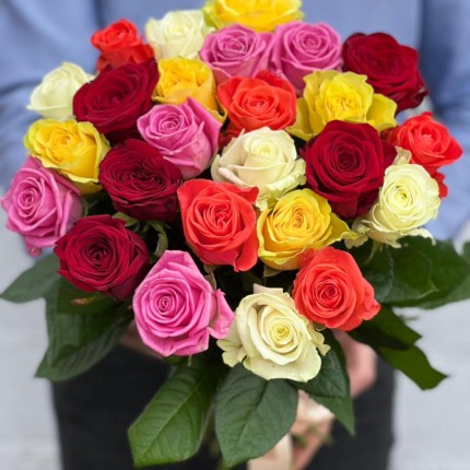 Букет из разноцветных роз - купить с доставкой в по Лобне